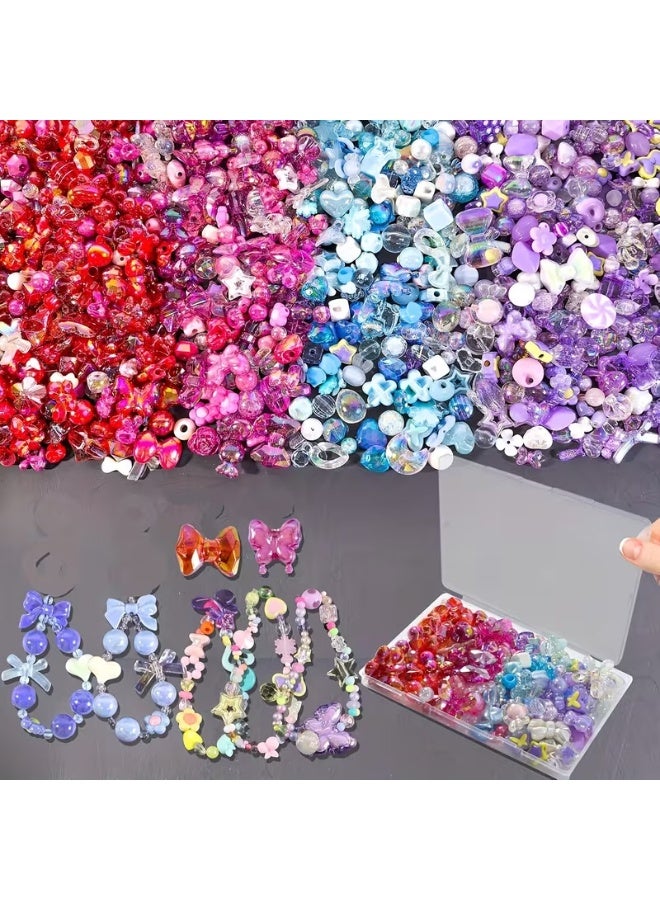 كابسترو مجموعة خرز أكريليك (180-240 قطعة) (160 جرام) - خرز سميك وجذاب بألوان مختلطة من الأحمر والوردي والأزرق والبنفسجي لصنع المجوهرات اليدوية | أشكال متنوعة للأساور والقلائد وسلاسل المفاتيح. - Image 1